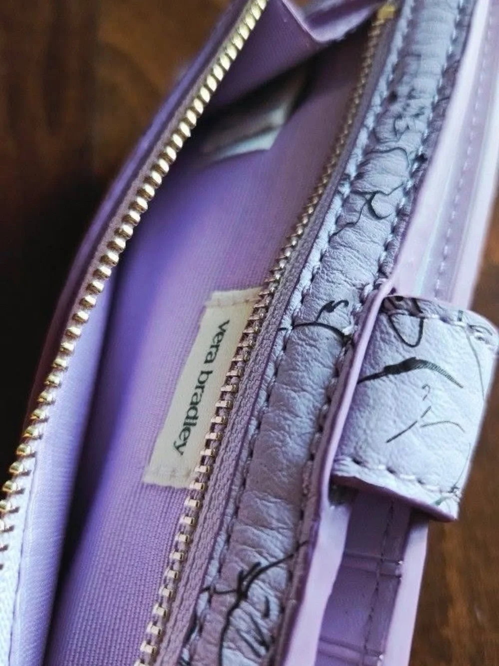 Vera Bradley Cowhide Leather Tab Wallet in Bloom Lavender Frost, NWT